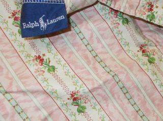 Rare Ralph Lauren Lillian Chintz Floral Stripe Ruffle Standard Pillowcase Evelyn 5