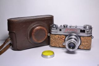 Zorki 5 Cork Body Rare Soviet/russian 35mm Rangefinder Camera,  Red Engraving