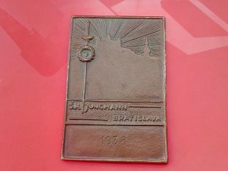 1938 Sk Jungmann Cord Without Man With Sword Fencing Old Vintage Rare Plaque