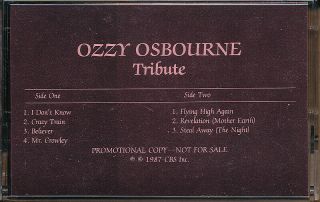 Ozzy Osbourne Tribute Rare Promo Advance Cassette (sides 1 & 2) 
