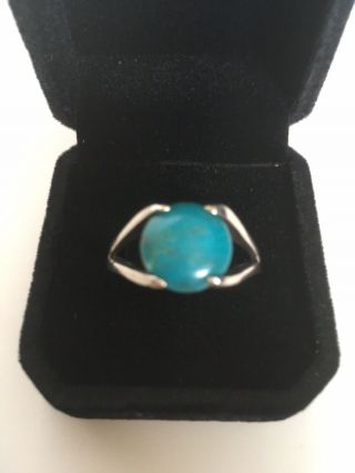Vintage Turquoise 925 Sterling Silver Ring - Rare Size 14