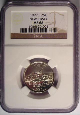 1999 - P Jersey Quarter 25C - Certified NGC MS68 - Rare in MS68 - $275 Value 2