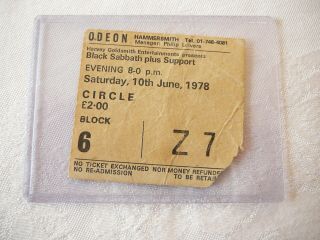 Black Sabbath Rare Wembley Uk Show Ticket Stub June 10 1978 W/ Bonus Sabbath Gif