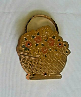 Rare Flower Basket - Shaped Powder Compact W/ Mirror By Zell