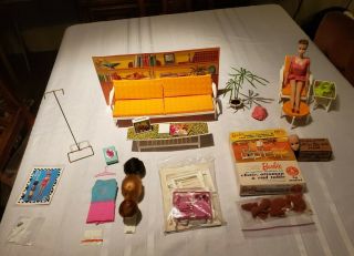1964 Miss Barbie Rare With 2 Heads,  Go - Together Furniture And.