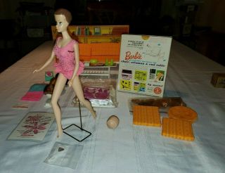 1964 Miss Barbie Rare with 2 heads,  go - together furniture and. 5