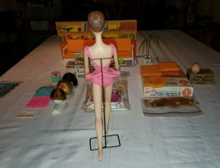 1964 Miss Barbie Rare with 2 heads,  go - together furniture and. 7
