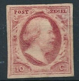 [797] Netherlands 1852 Rare Stamp Very Fine No Gum.  Little Thin