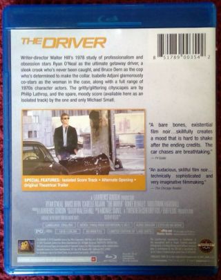 The Driver Limited Edition Blu - ray Disc OOP RARE 2013 Twilight Time Ryan O ' Neal 3