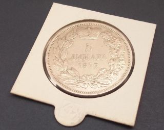 Rare - Mintage Only 200.  000 - Srbija / Serbia 5 Dinara 1879.  - Silver 25 Grams