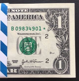 2003 Star Note $1 Dollar York,  Crisp,  Unc,  Gem,  Rare