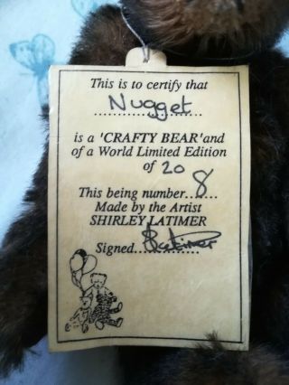 Artist Bear by Shirley Latimer - NUGGET - Crafty Bear - no.  8 of 20 Very Rare 3