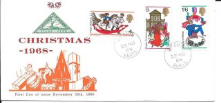 1968 Christmas On Rare North Herts Stamp Club Fdc