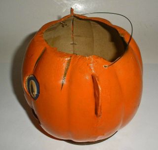 Rare Antique Halloween Paper Mache JOL With Ears Candy Container Orig.  Insert 2