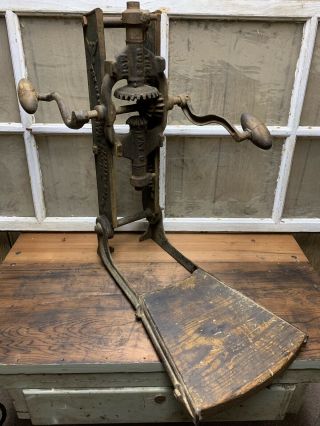 Rare Early The Boss Barn Beam Boring Machine Timber Auger Drill Antique Anderson