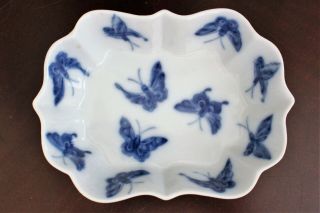 Mottahedeh Vista Alegre Rare Blue Butterfly 4.  3/4 " Scalloped Edge Dish Portugal