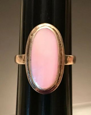 Rare Sterling Silver 925 Vintage Avon Oval Pink Mother Of Pearl Ring Size 9