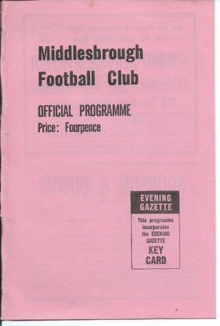 Rare 1962/63 Season Middlesbrough V Sunderland Reserves 9/2/63 " Pinks " Prog