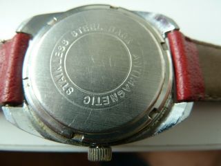 RARE VINTAGE ATHOS GENTS WATCH.  RED DIAL 1950 ' S 3