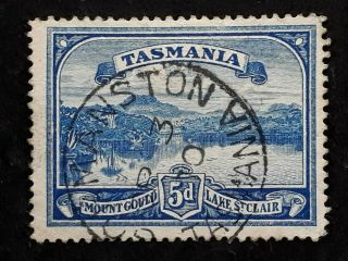 Rare 1902 Tasmania Australia 5d Blue Pictorial Stamp Gormanston Postmark