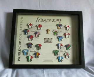 Very Rare France 2007 Rugby World Cup 20 Nations 21 Pin Badges Framed Picture