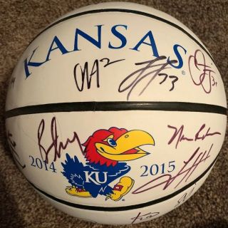 2014 - 2015 Official Kansas Jayhawks Autographed Basketball Team Signed Ku Rare
