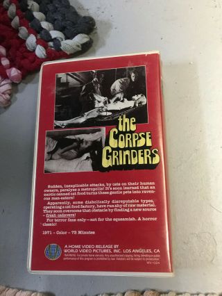THE CORPSE GRINDERS WORLD VIDEO HORROR SOV SLASHER RARE OOP VHS BIG BOX SLIP 3
