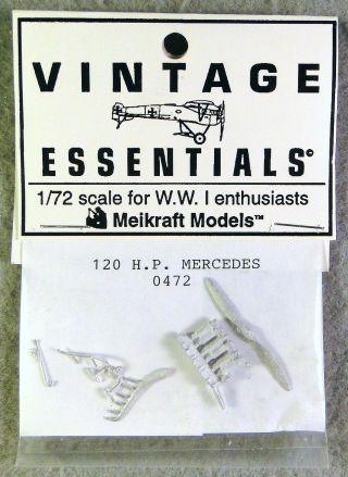 Vintage Essentials 1/72 Ww I 120 H.  P.  Mercedes Engine Very Rare Oop