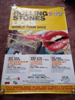 Rolling Stones Rare Large 2003  Licks " U.  K Tour Dates Poster 60 " ×40 "