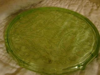 Rare Vintage Federal Green Depression Glass Madrid Hot Dish Coaster 1932 - 1939