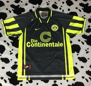 Vtg Borussia Dortmund Football Shirt Jersey 1996 - 1997 Nike L Large Rare Retro