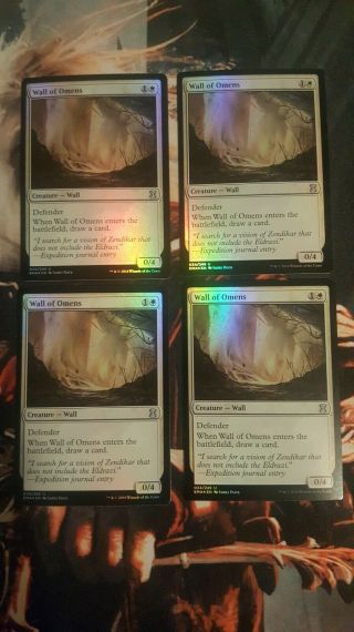 X 4 Wall Of Omens Foil Uncommon Mtg Magic The Gathering Rare Card X4
