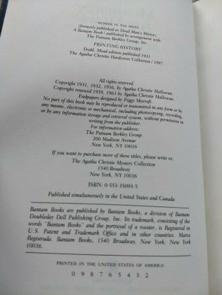 Agatha Christie Murder in the Mews Rare Bantam Edition 3