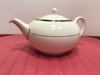 Steal It Wedgwood Carlyn Teapot (rare) and Coffee Pot White/Platinum Trim. 2