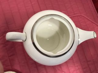 Steal It Wedgwood Carlyn Teapot (rare) and Coffee Pot White/Platinum Trim. 4