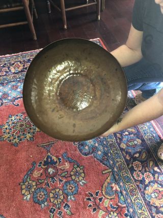 Rare Large Hammered Arts And Crafts 16 1/2 Inch Copper Bowl 3