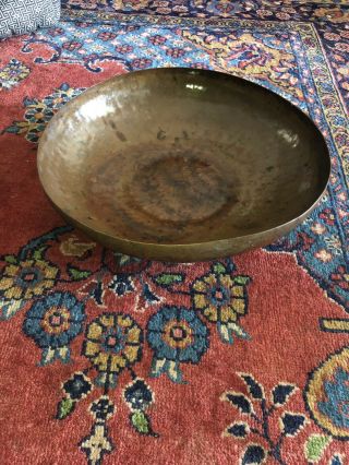 Rare Large Hammered Arts And Crafts 16 1/2 Inch Copper Bowl 6