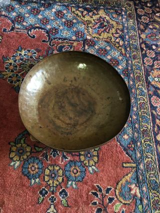 Rare Large Hammered Arts And Crafts 16 1/2 Inch Copper Bowl 7