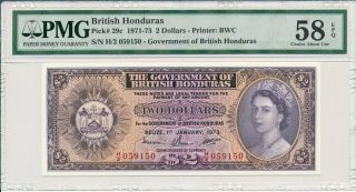 The Government Of British Honduras $2 1973 Rare For B.  Honduras Pmg 58epq