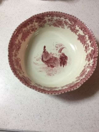 Rare Discontinued William James Red Farmyard Rooster Salad Serving Bowl