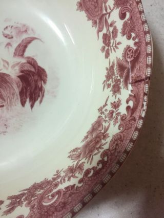 Rare Discontinued William James Red Farmyard Rooster Salad Serving Bowl 2