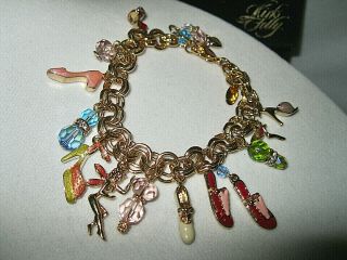 Kirks Folly Rare/signed " Shoes & Fairies Bracelet " Awesome And Colorful 7 - 1/2 "