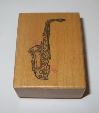 Saxophone Rubber Stamp Psx Music Band Rare Retired D - 425 Wood Mounted Usa Made