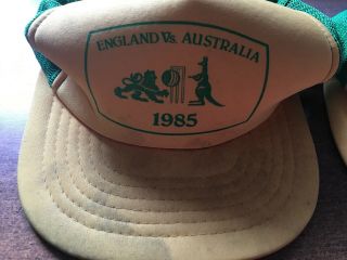 2 VINTAGE ENGLAND Vs AUSTRALIA 1985 CAPS.  1 NEVER WORN.  RARE COLLECTABLES 2