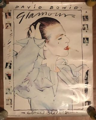 David Bowie - Glamour Poster Uk 1981 Edward Bell 31.  5 X 24.  5 Very Rare