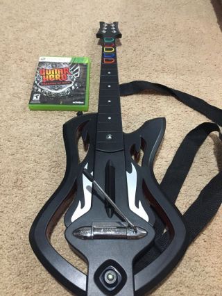 Guitar Hero Warriors Of Rock Xbox 360 Wireless Guitar Bundle With Game [rare]