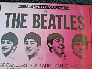 RARE The Beatles 1966 Last Live Performance at Candlestick Park Promo Ticket VG 2