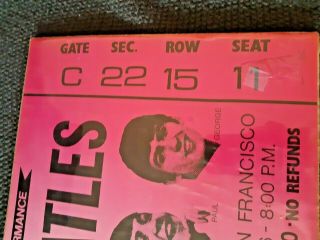 RARE The Beatles 1966 Last Live Performance at Candlestick Park Promo Ticket VG 6