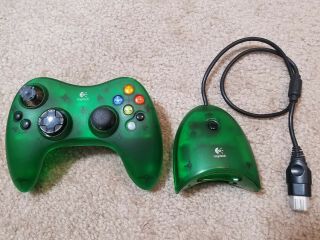 Rare Green Logitech Wireless Game Controller For The Xbox With Receiver