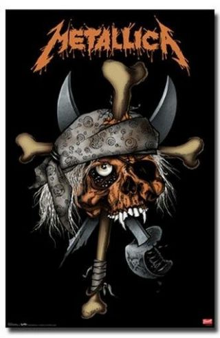 Metallica Poster Skull Pirate Rare Hot 24x36